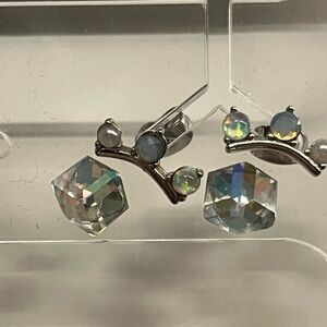 Iridescent Crystal and Silver Branch Earrings